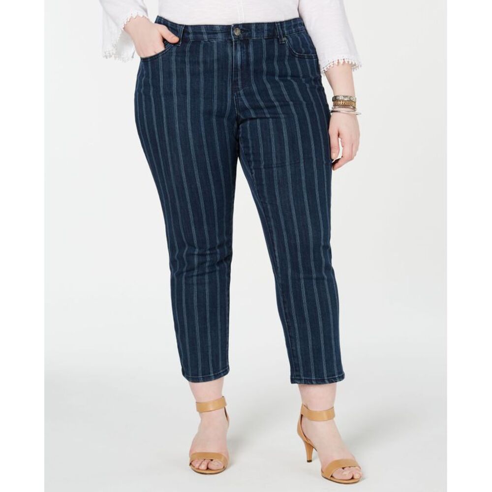 Style & Co Plus Size Striped Ankle Jeans